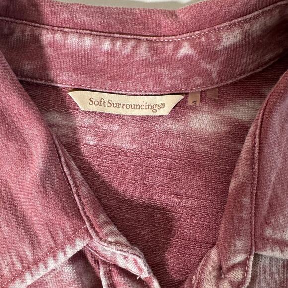 Soft Surroundings Burnout Faded High Low Button Down Tunic Collar Purple Women M - Picture 3 of 8